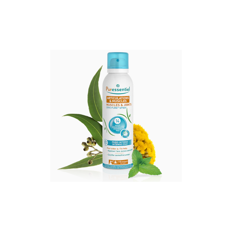 Joints and Muscles Pure Cryo Spray With 14 Essential Oils, Puressentiel, 150 ml Puressentiel