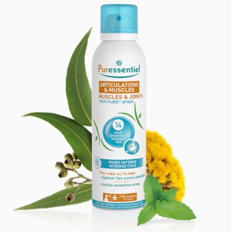 Articulations et Muscles Spray Cryo Pure Aux 14 Huiles Essentielles, Puressentiel, 150 ml