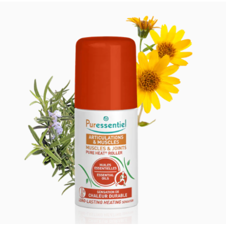 Articulations et Muscles Roller Pure Heat Aux 14 Huiles Essentielles, Puressentiel, 75 ml
