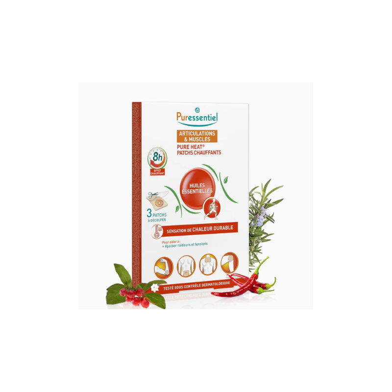 Articulations et Muscles Patchs Chauffants Pure Heat, Puressentiel, 3 patchs