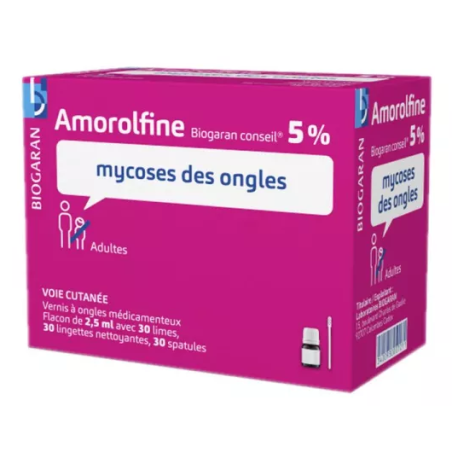 Amorolfine 5 % - Vernis Mycoses Des Ongles Adulte - Biogaran Conseil - 2.5 ml