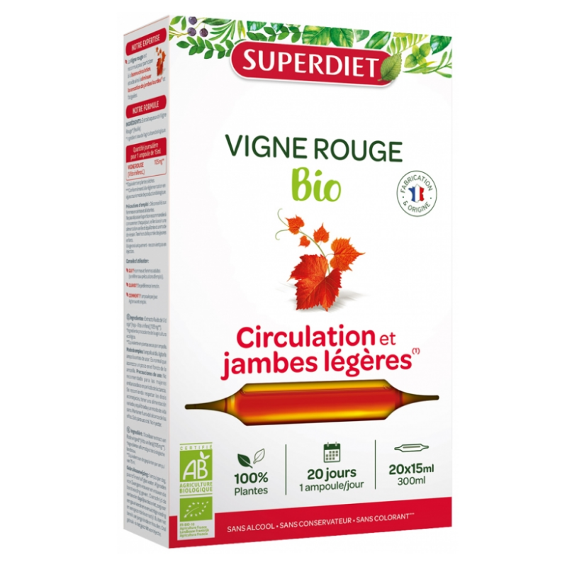 Red Vine Organic - Circulation Light Legs - Superdiet - 20 phials