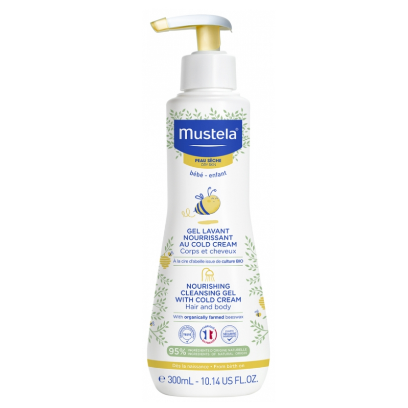 Gel Lavant Nourrissant au Cold Cream - Corps et Cheveux - Peau Sèche - Mustela - 300 ml