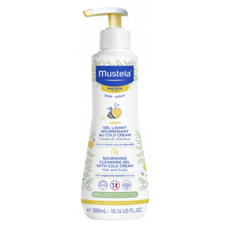 Gel Lavant Nourrissant au Cold Cream - Corps et Cheveux - Peau Sèche - Mustela - 300 ml