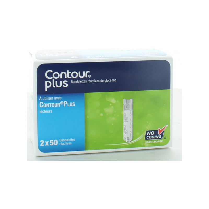  Bandelettes Réactives - Contour Plus - 2 x 50 Bandelettes - Bayer