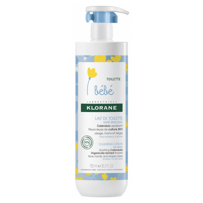 Lait De Toilette Sans Rinçage - Au Calendula Apaisant - Klorane Bébé - 750ml