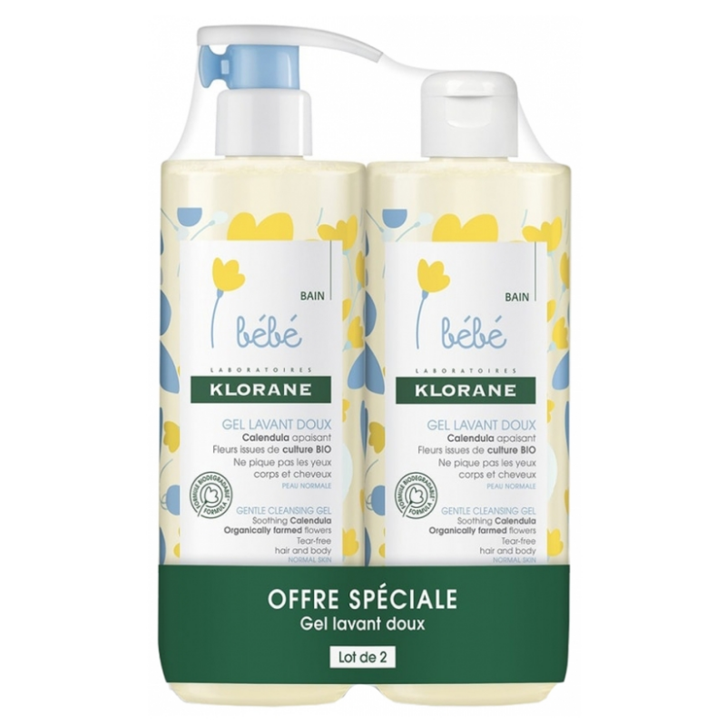 Gentle Washing Gel - With Soothing Calendula - Klorane Bébé - 2x500ml