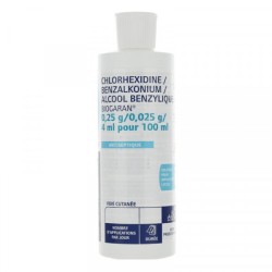 Chlorhexidine/Benzalkonium/Alcool Benzylique Biogaran 0,25 g / 0,025 g / 4 ml - Solution Antiseptique - Biogaran - 250 ml