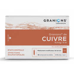 Granions de Cuivre - Etats Grippaux - Oligothérapie - 30 Ampoules Buvables