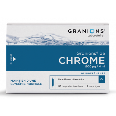 Granions de Chrome - Régulation Lipides Glucides - Oligothérapie - 30 Ampoules Buvables