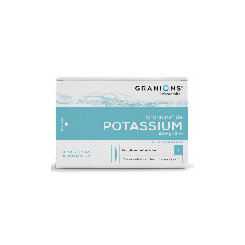 Granions of Potassium - Muscle relaxant - Oligotherapy - 30 Drinking Ampoules