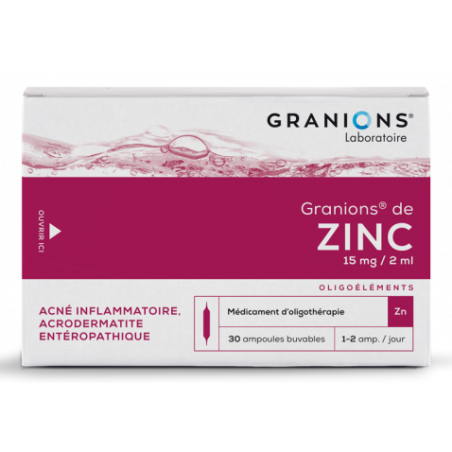 Granions de Zinc - Dermatologie - Oligothérapie - 30 Ampoules Buvables