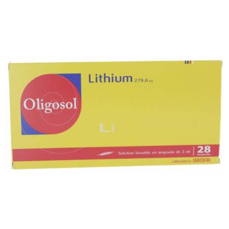 Oligosol Lithium - Irritability Sleep Disorders - 279.6ug - 28 Drinking Ampoules