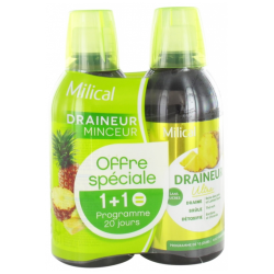 Milical Draineur - Détoxifiant & Draineur - Ultra Goût Ananas - 2 X 500ml