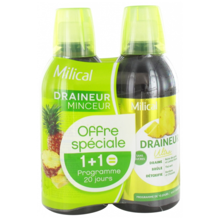 Milical Draineur - Detoxifying & Draining - Ultra Pineapple Flavour - 2 X 500ml