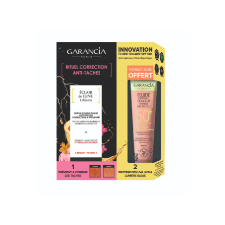 Eclair de Lune "L'Absolu"- Double Sérum Anti-Tâches- Garancia 30 ml + Fluide Incroyable Douceur Sun Protect SPF 50+ 20 ml offert