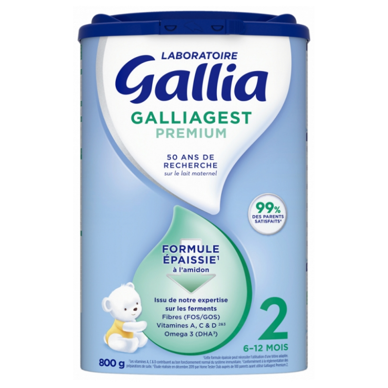 Lait Galliagest Premium - Formule Epaissie - 2eme Age - 6-12 Mois - 800 G