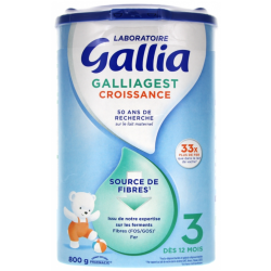 Lait Galliagest Croissance - Sources de Fibres - 3eme Age - Dès 12 Mois - Gallia - 800 G