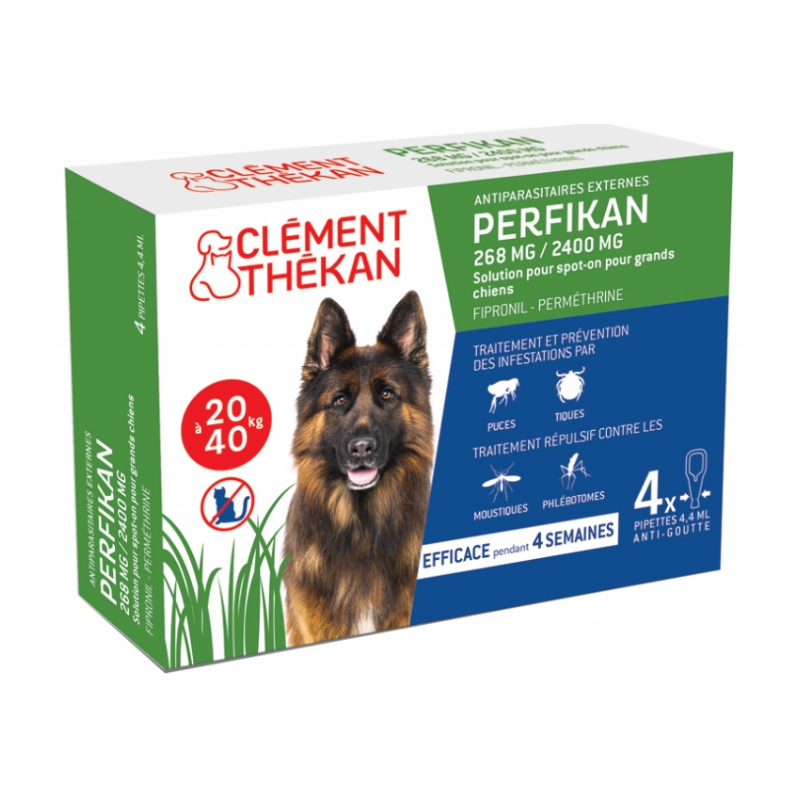 Perfikan - Antiparasitaires Externe - Chiens de 20 à 40 kg - Clément Thékan - 4 pipettes