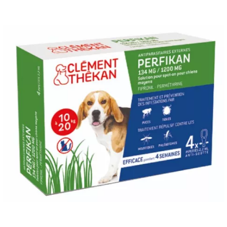 Perfikan - Antiparasitaires Externe - Chiens de 10 à 20 kg - Clément Thékan - 4 pipettes