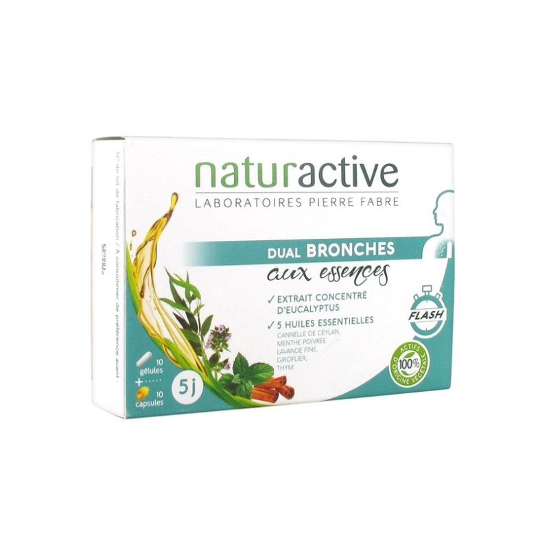 Dual Bronches aux Essences - Naturactive - 10 gélules + 10 capsules