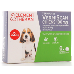 VermiScan Chiens 100mg - Vers Ronds & Plats - Clément Thékan - 6 Comprimés