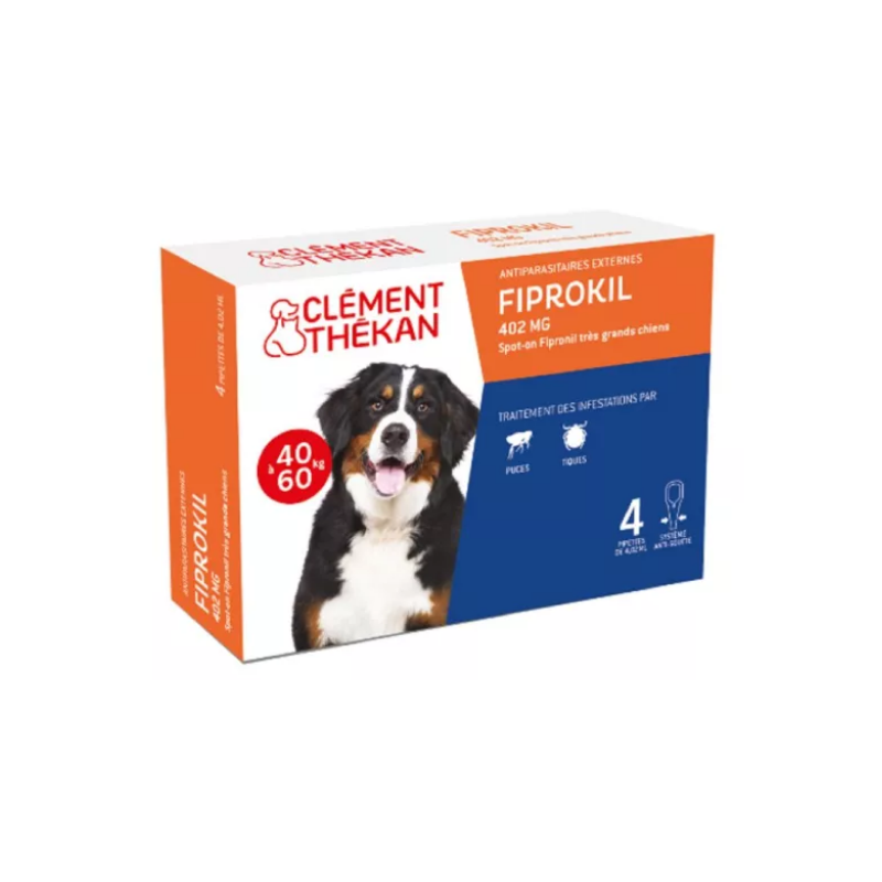 Fiprokil - Antiparasitaire - Chiens de 40 kg à 60 kg - Clément Thékan - 4 Pipettes