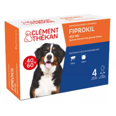 Fiprokil - Antiparasitaire - Chiens de 40 kg à 60 kg - Clément Thékan - 4 Pipettes
