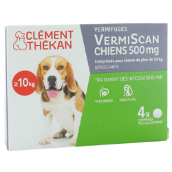 VermiScan 500mg - Round & Flat Worms - Adult Dogs - Clément Thékan - 4 tablets