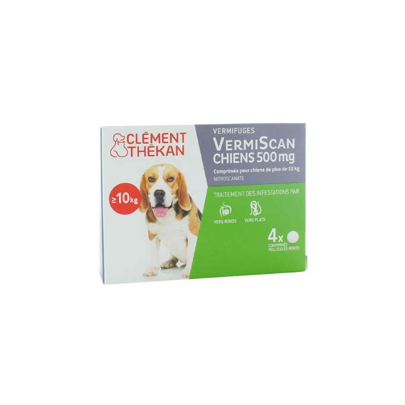 VermiScan 500mg - Vers Ronds & Plats - Chiens Adultes - Clément Thékan - 4 comprimés