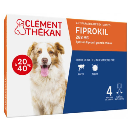 Fiprokil 268 mg - Chiens de 20 kg à 40 kg - Clément Thékan - 4 Pipettes