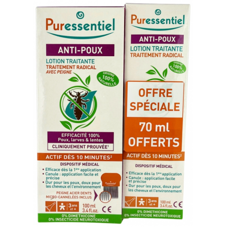 Treatment Lotion - Anti-lice - Puressentiel - 2x100 ml - 70 ml free