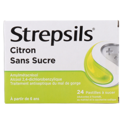 Sore Throat Lozenges - Sugar Free Lemon - Strepsils - 24 Lozenges