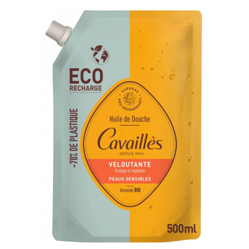 Eco Recharge - Huile Douche Veloutante - Amande Bio - Rogé Cavaillès - 500 ml