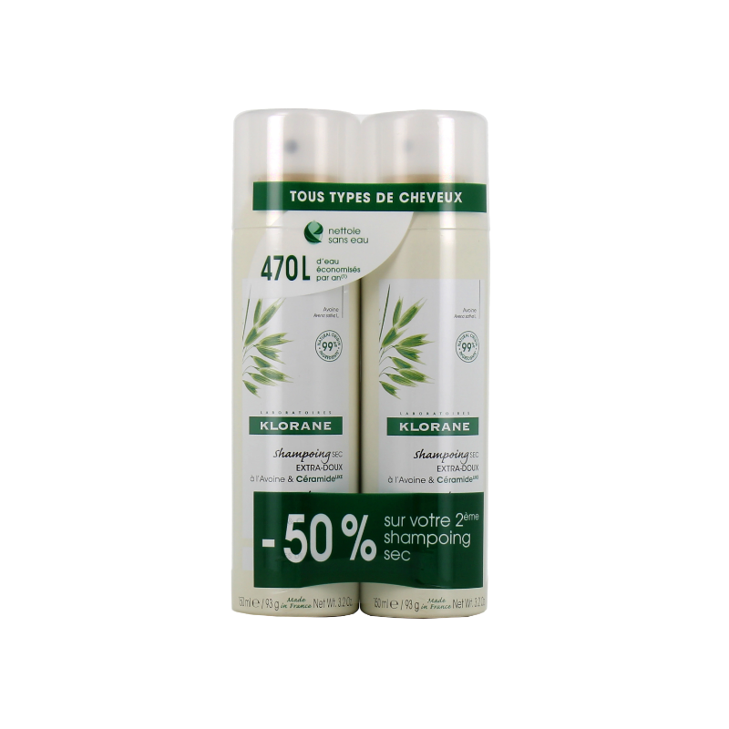 Shampooing Sec à l'Avoine - Klorane - 2x150ml
