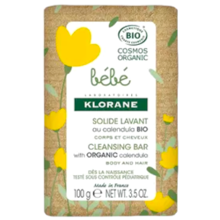 Solide Lavant au Calendula Bio - Corps & Cheveux - Klorane Bébé - 100 g