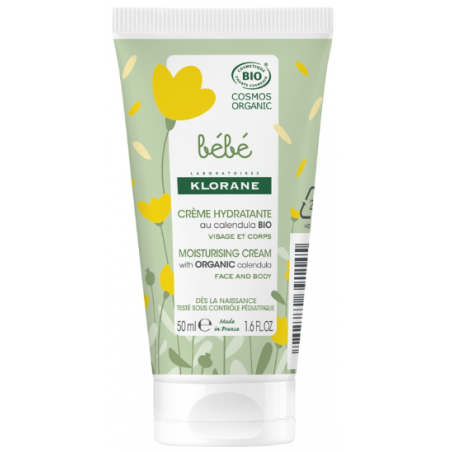 Moisturizing Cream with Organic Calendula - Face & Body - Klorane Baby - 50 ml