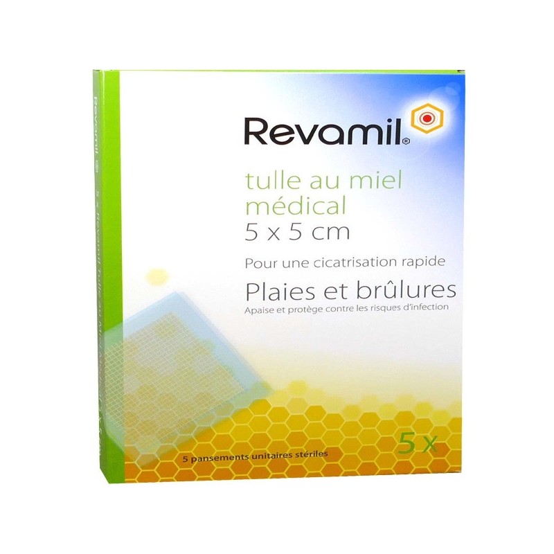 Revamil Tulle Au Miel 5 X 5 cm - Plaies & Brûlures - 5 Pansements