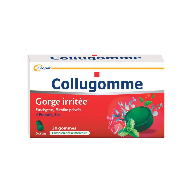 Collugomme - Gorge Irritée - Eucalyptus, Menthe Poivrée - 30 gommes