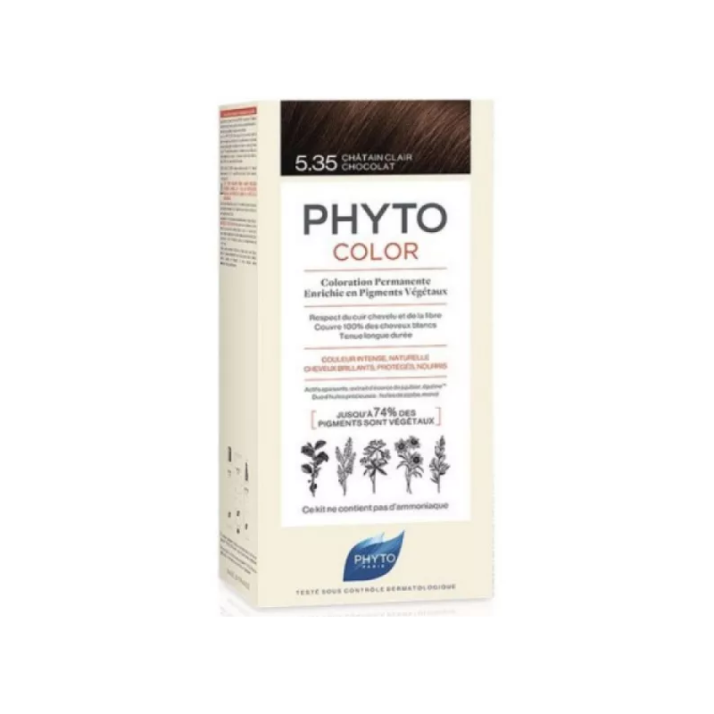 Coloration Permanente - Châtain Clair Chocolat 5.35 - Phyto Color