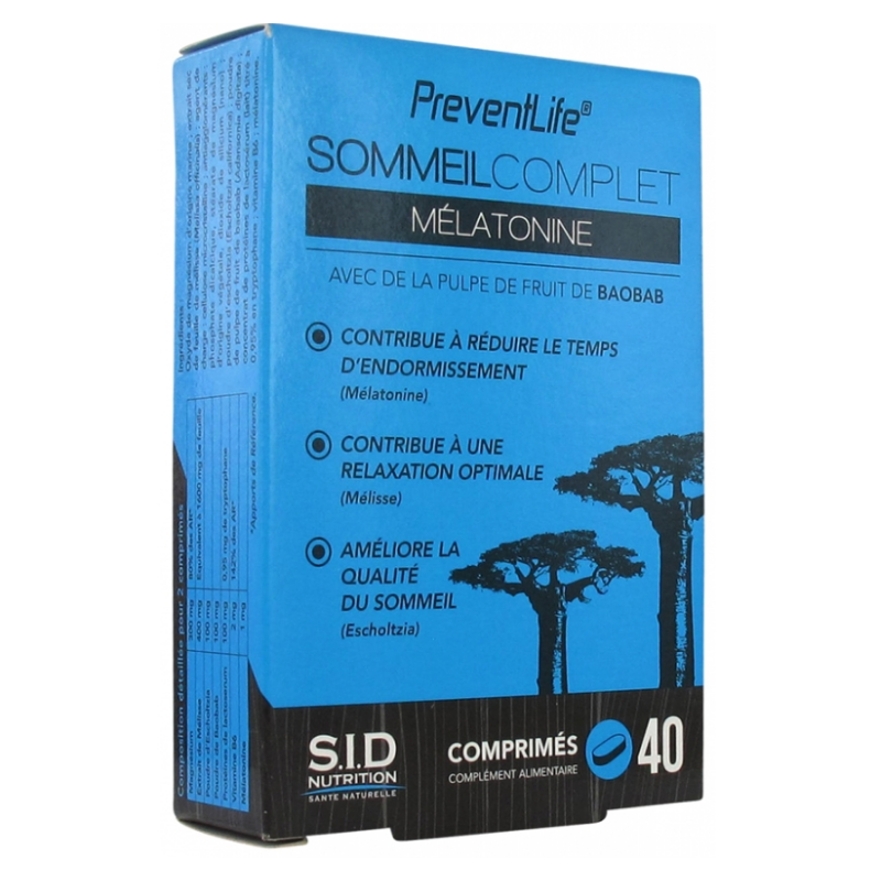 PreventLife Complete Sleep - Melatonin 1mg - S.I.D Nutrition - 40 tablets