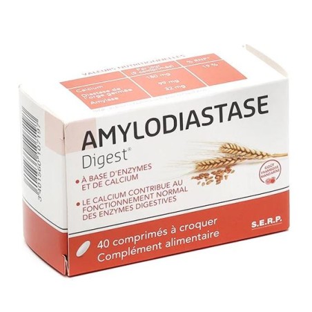  Amylodiastasedigest, Complément Alimentaire, Goût Framboise-Mandarine - 40 Comprimés à Croquer - Amylodiastase