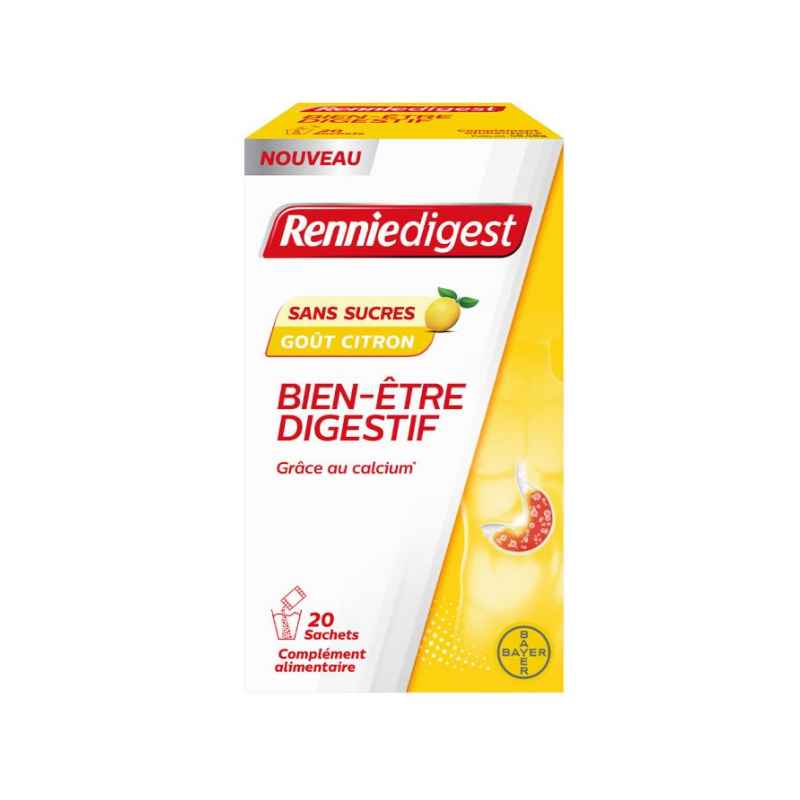 Renniedigest - Bien-être digestif - Goût Citron Sans Sucres - 20 Sachets