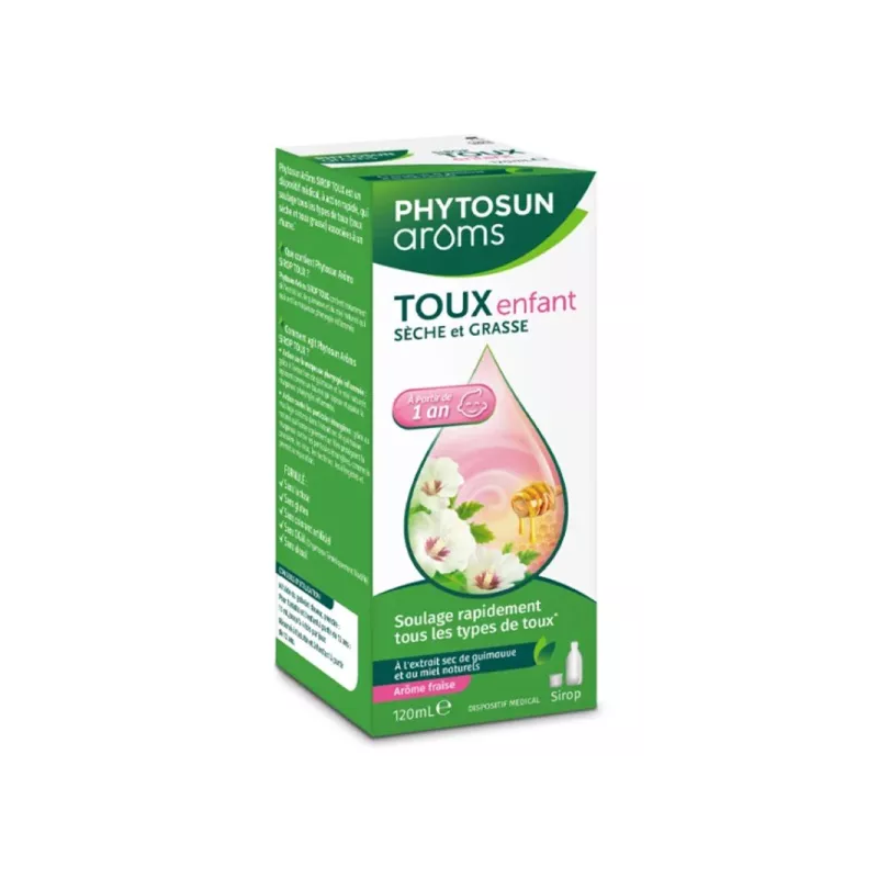 Sirop Enfant Toux Sèche & Grasse - Phytosun Aroms - Arôme Fraise - 120ml