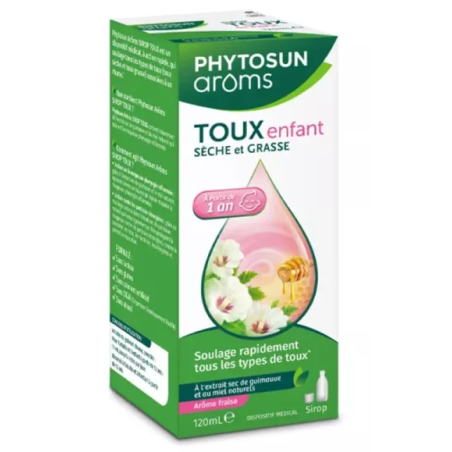 Sirop Enfant Toux Sèche & Grasse - Phytosun Aroms - Arôme Fraise - 120ml
