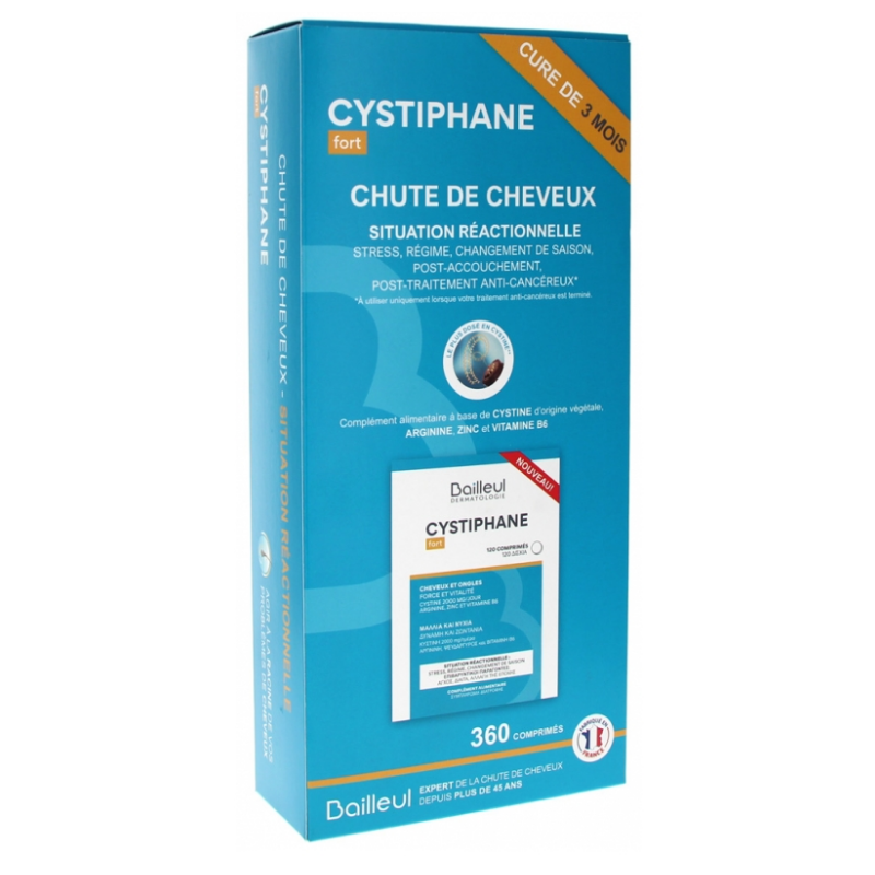 Cystiphane Fort Réactionnelle - Cheveux & Ongles - Force et Vitalité - Bailleul - 3x120 comprimés