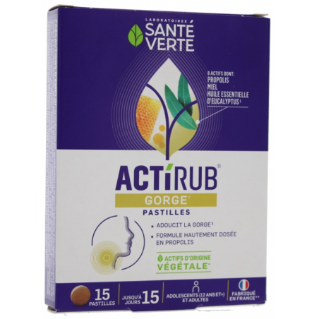 Actirub Throat - Softens the throat - Green Health - 15 Pastilles