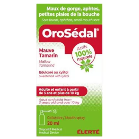 Collutoire Maux de Gorge, Aphtes, Plaies - OroSédal - 20 ml