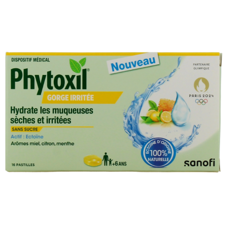 Pastilles Gorge Irritée - Hydrate les muqueuses sèches & Irritées - Phytoxil - 16 pastilles