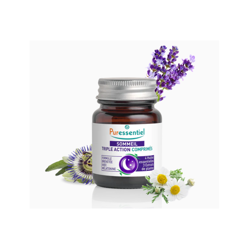 Triple Action Sleep - Falling asleep, Relaxation, Restorative sleep - Puressentiel - 15 tablets